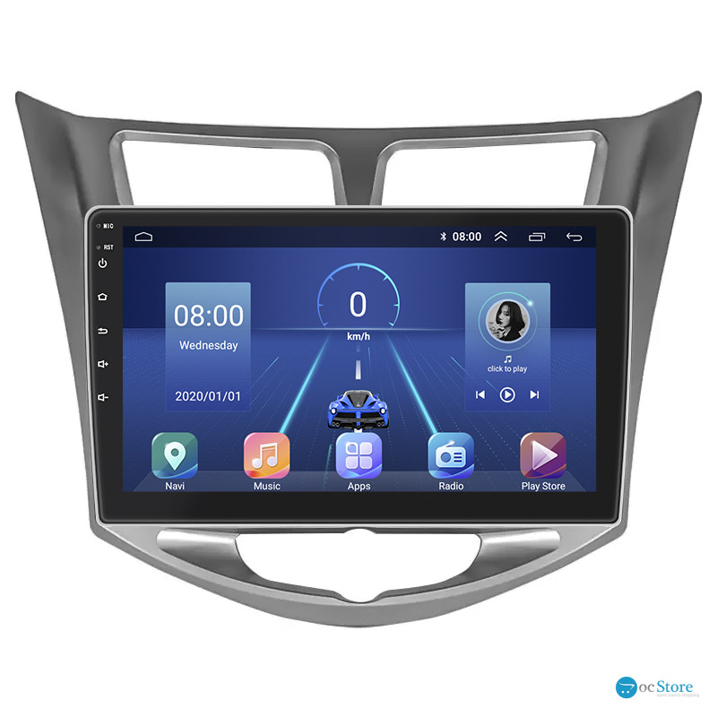 Штатная магнитола Lesko для Hyundai Solaris I Рестайлинг 2014-2017 экран 10" 2/32Gb 4G Wi-Fi GPS Top