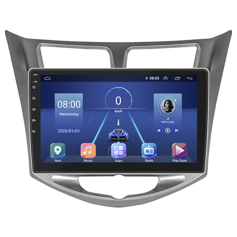 Штатная магнитола Lesko для Hyundai Solaris I Рестайлинг 2014-2017 экран 10" 4/64Gb 4G Wi-Fi GPS Top