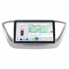 Штатная магнитола Lesko для Hyundai Solaris II 2017-2020 экран 9" 4/64 QLED CarPlay 4G Wi-Fi GPS 360 Prime