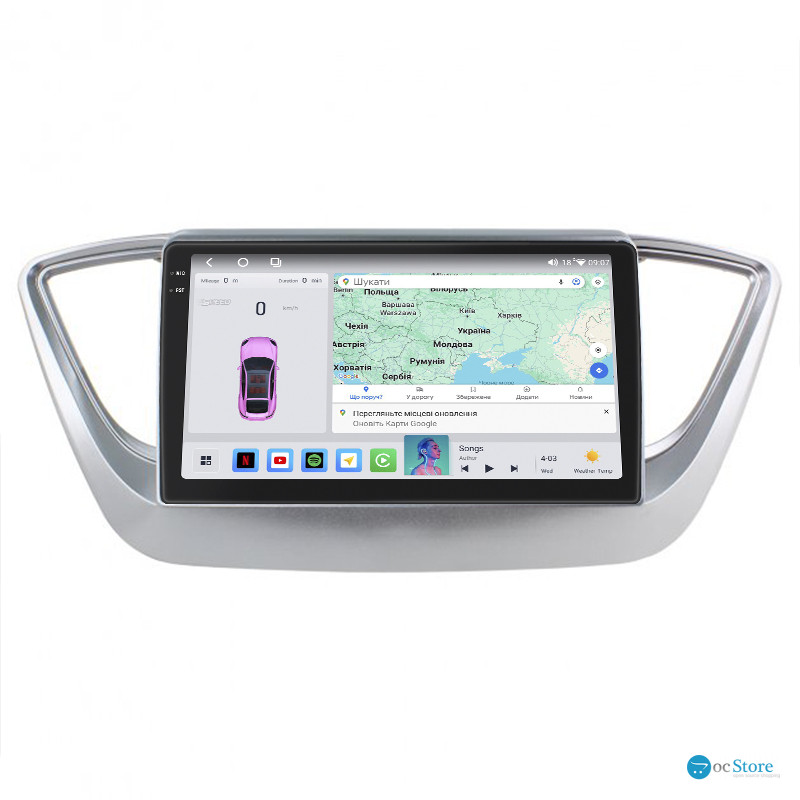 Штатная магнитола Lesko для Hyundai Solaris II 2017-2020 экран 9" 4/64 QLED CarPlay 4G Wi-Fi GPS 360 Prime