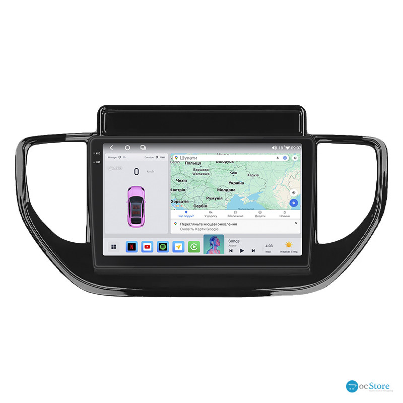 Штатная магнитола Lesko для Hyundai Solaris II Рестайлинг 2020-н.в. экран 9" 4/64 QLED CarPlay 4G Wi-Fi GPS 360 Prime