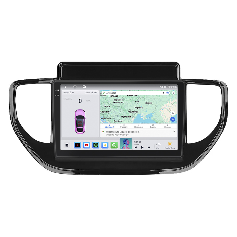 Штатная магнитола Lesko для Hyundai Solaris II Рестайлинг 2020-н.в. экран 9" 4/64 QLED CarPlay 4G Wi-Fi GPS 360 Prime