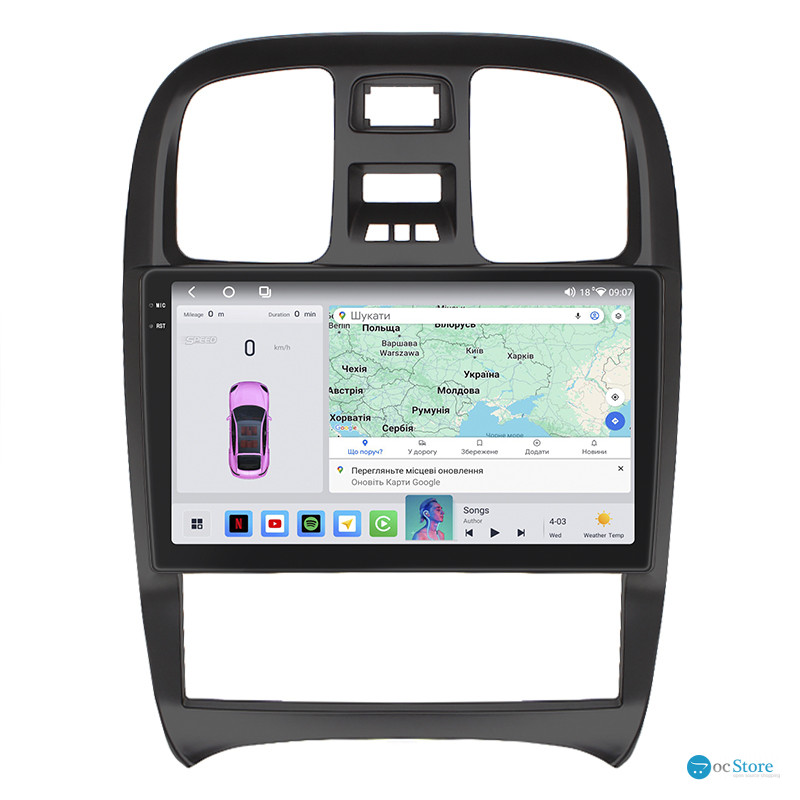 Штатная магнитола Lesko для Hyundai Sonata IV (EF) Рестайлинг 2001-2012 экран 9" 4/64 QLED CarPlay 4G Wi-Fi GPS 360 Prime