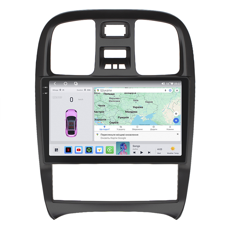 Штатная магнитола Lesko для Hyundai Sonata IV (EF) Рестайлинг 2001-2012 экран 9" 4/64 QLED CarPlay 4G Wi-Fi GPS 360 Prime