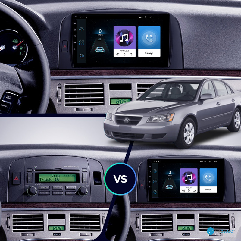 Штатная магнитола Lesko для Hyundai Sonata V (NF) 2004-2010 экран 9" 1/16Gb Wi-Fi GPS Base