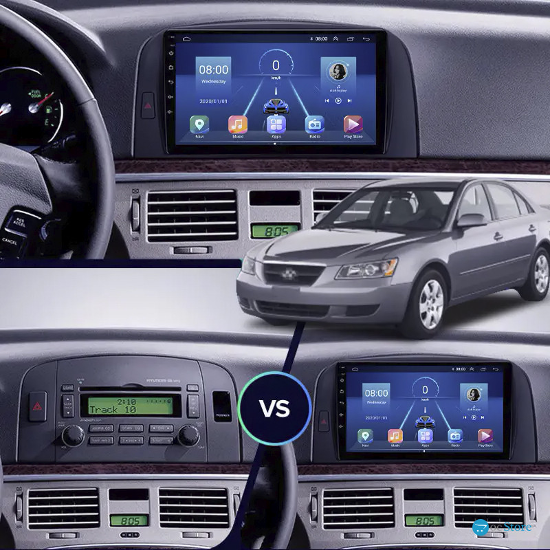 Штатная магнитола Lesko для Hyundai Sonata V (NF) 2004-2010 экран 9" 2/32Gb CarPlay 4G Wi-Fi GPS Prime