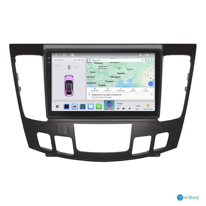 Штатная магнитола Lesko для Hyundai Sonata V (NF) Auto AC 2008-2010 экран 9" 4/64 QLED CarPlay 4G Wi-Fi GPS 360 Prime