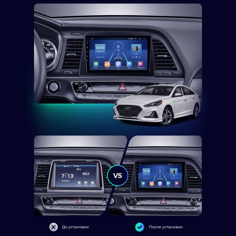 Штатная магнитола Lesko для Hyundai Sonata VII (LF) Рестайлинг 2017-2019 экран 9" 6/128Gb 4G Wi-Fi GPS Top