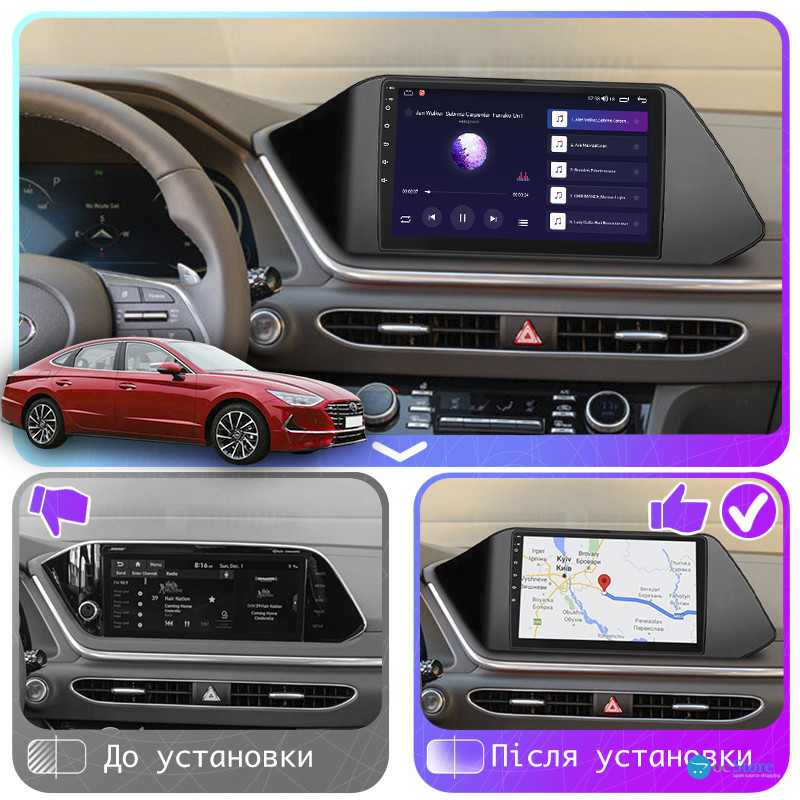 Штатная магнитола Lesko для Hyundai Sonata VIII (DN8) 2019-2020 экран 10" 2/32Gb 4G Wi-Fi GPS Top