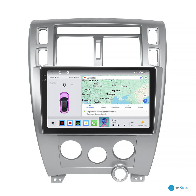 Штатная магнитола Lesko для Hyundai Tucson I 2004-2010 экран 10" 4/64 QLED CarPlay 4G Wi-Fi GPS 360 Prime