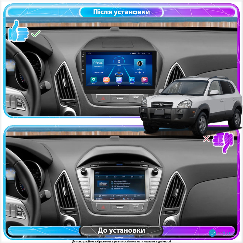 Штатная магнитола Lesko для Hyundai Tucson II 2009-2015 экран 10" 4/32Gb 4G Wi-Fi GPS Top