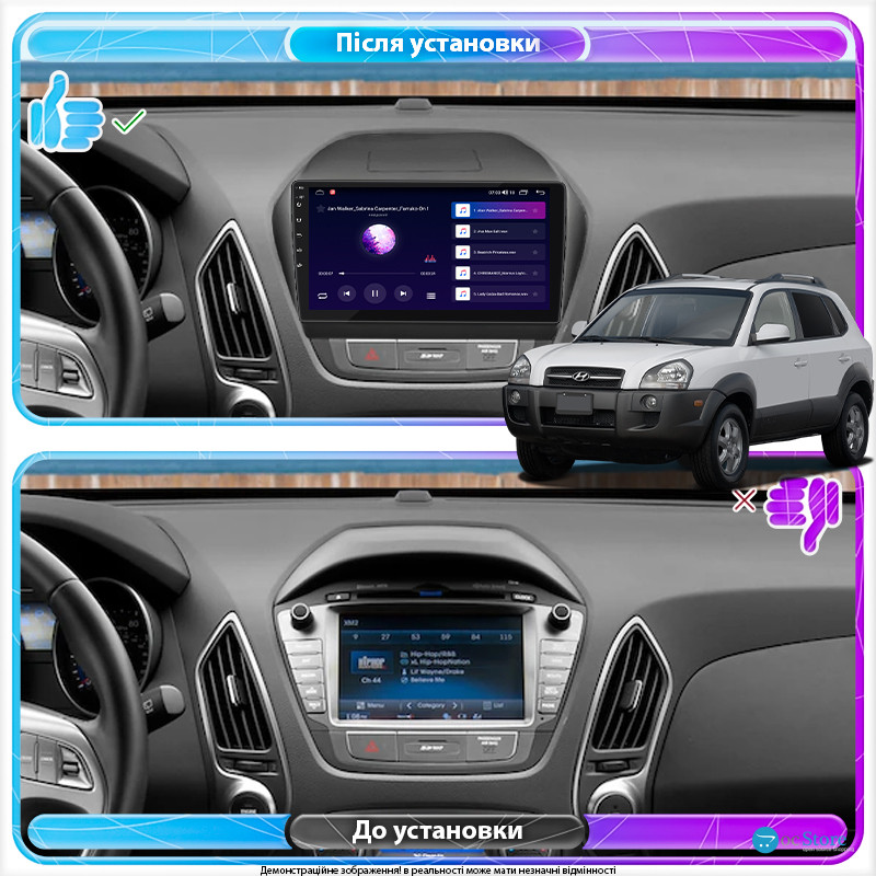 Штатная магнитола Lesko для Hyundai Tucson II 2009-2015 экран 10" 2/32Gb CarPlay 4G Wi-Fi GPS Prime