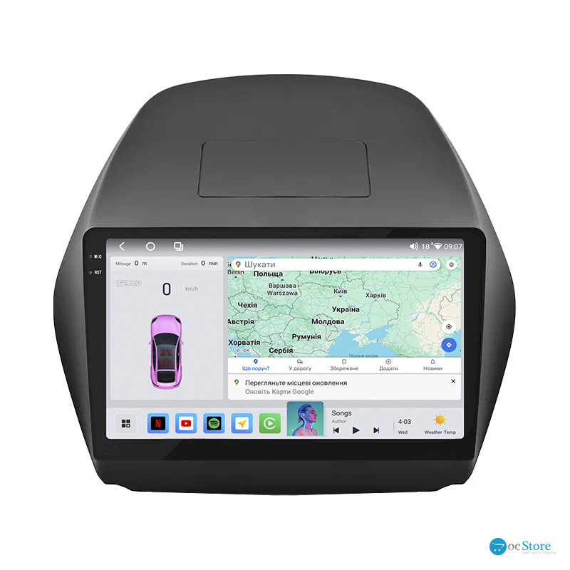 Штатная магнитола Lesko для Hyundai Tucson II 2009-2015 экран 10" 4/64 QLED CarPlay 4G Wi-Fi GPS 360 Prime
