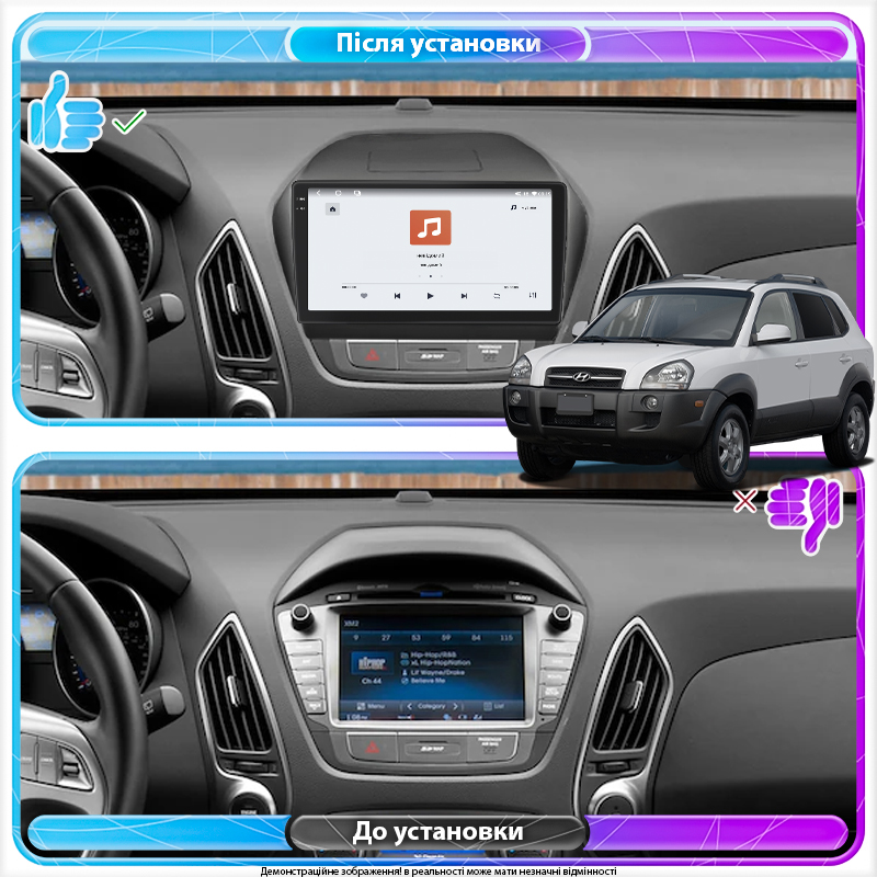 Штатная магнитола Lesko для Hyundai Tucson II 2009-2015 экран 10" 4/64 QLED CarPlay 4G Wi-Fi GPS 360 Prime