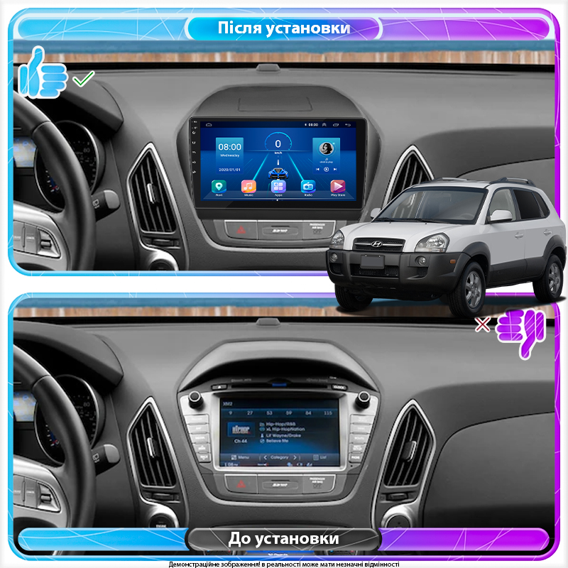 Штатная магнитола Lesko для Hyundai Tucson II 2009-2015 экран 10" 2/32Gb 4G Wi-Fi GPS Top