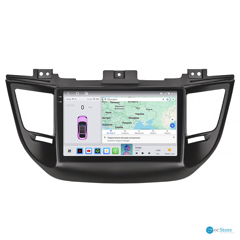 Штатная магнитола Lesko для Hyundai Tucson III 2015-2018 экран 9" 4/64 QLED CarPlay 4G Wi-Fi GPS 360 Prime