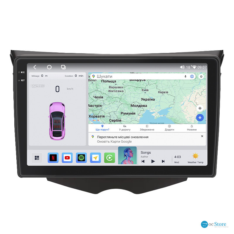 Штатная магнитола Lesko для Hyundai Veloster I Рестайлинг 2015-2017 экран 9" 4/64 QLED CarPlay 4G Wi-Fi GPS 360 Prime