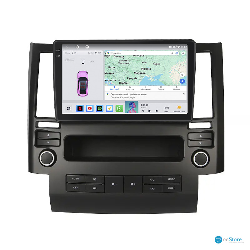 Штатная магнитола Lesko для Infiniti FX I (S50) 2002-2006 экран 9" 4/64 QLED CarPlay 4G Wi-Fi GPS 360 Prime