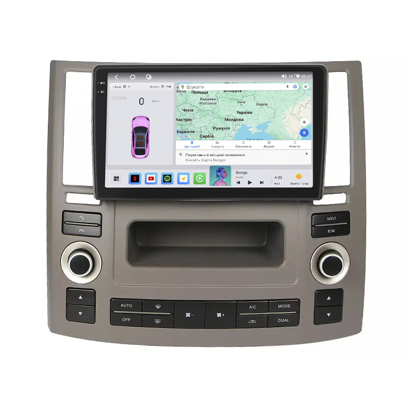 Штатная магнитола Lesko для Infiniti FX I (S50) Рестайлинг 2006-2009 экран 9" 4/64 QLED CarPlay 4G Wi-Fi GPS 360 Prime
