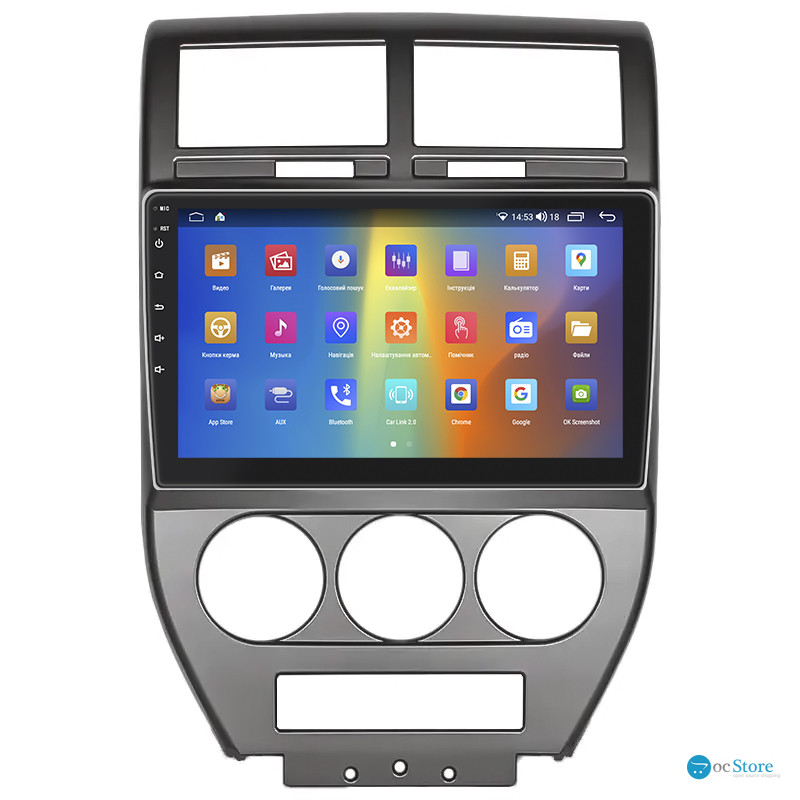 Штатная магнитола Lesko для Jeep Compass I 2006-2010 экран 10" 4/64Gb CarPlay 4G Wi-Fi GPS Prime