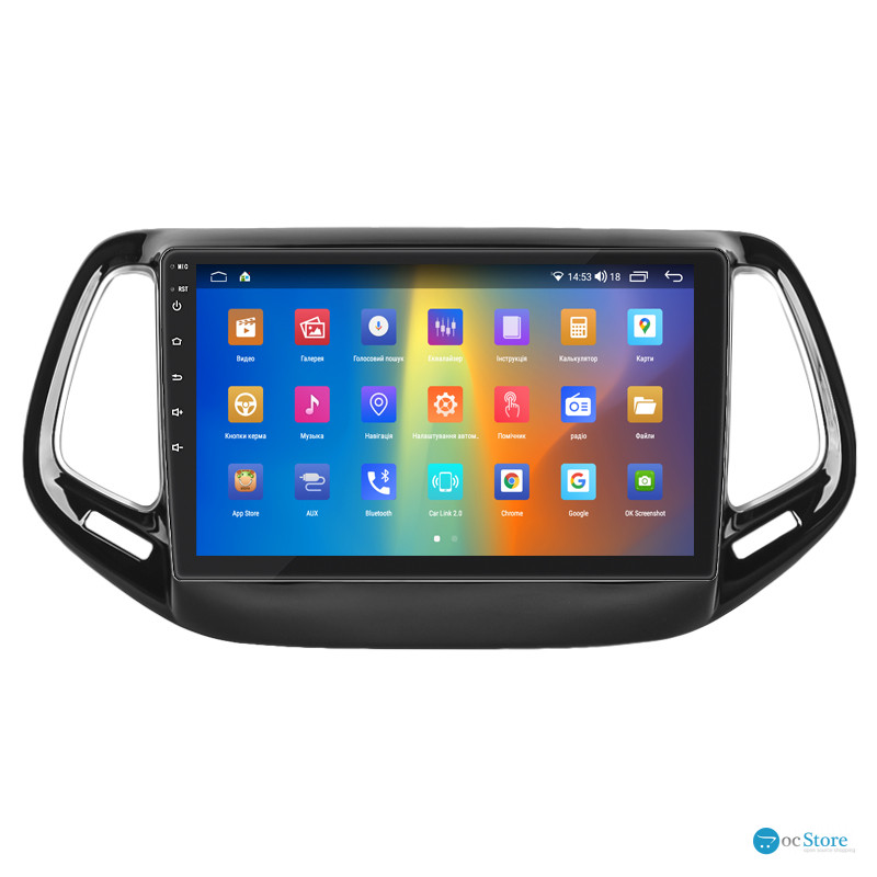 Штатная магнитола Lesko для Jeep Compass II 2017-н.в. экран 10" 4/64Gb CarPlay 4G Wi-Fi GPS Prime