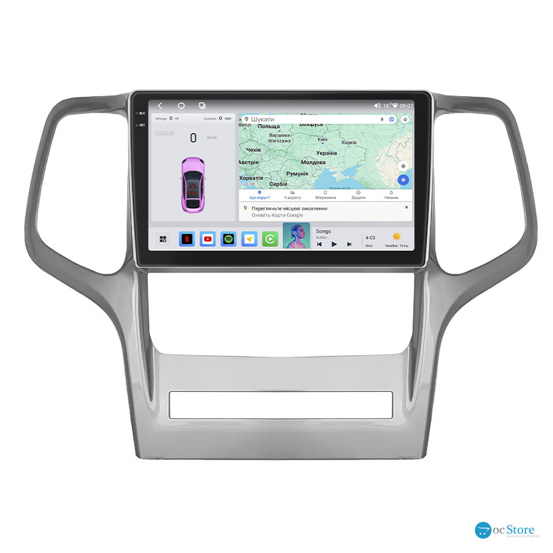 Штатная магнитола Lesko для Jeep Grand Cherokee IV (WK2) 2010-2013 экран 9" 4/64 QLED CarPlay 4G Wi-Fi GPS 360 Prime