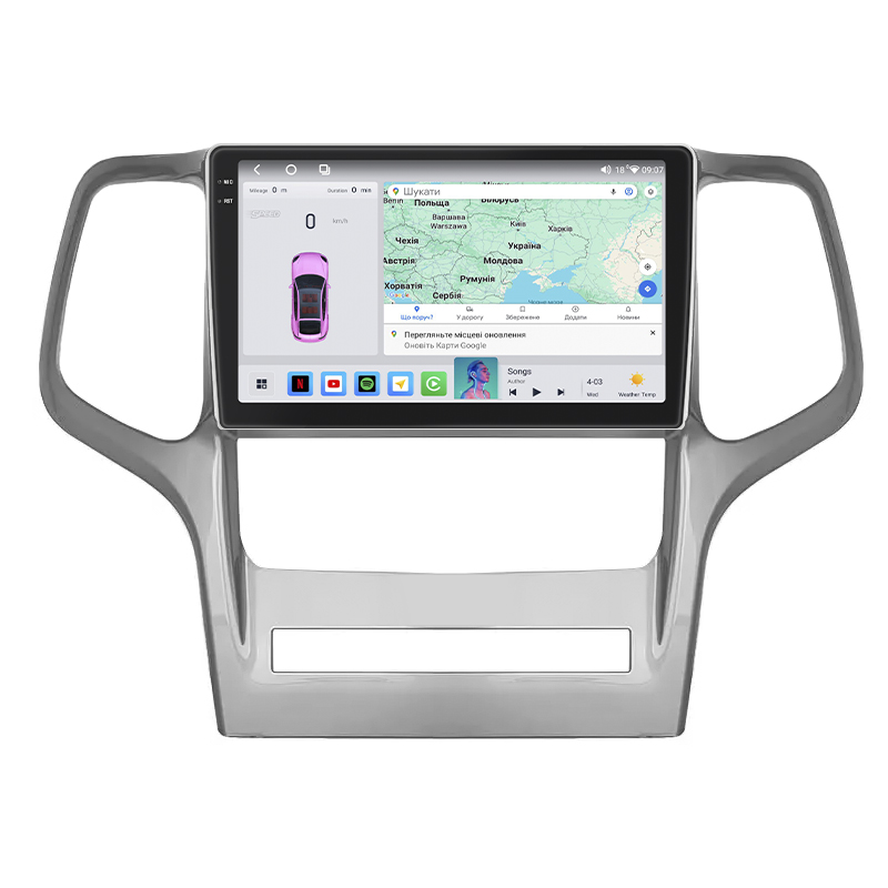 Штатная магнитола Lesko для Jeep Grand Cherokee IV (WK2) 2010-2013 экран 9" 4/64 QLED CarPlay 4G Wi-Fi GPS 360 Prime