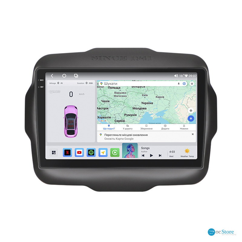 Штатная магнитола Lesko для Jeep Renegade I 2014-2019 экран 9" 4/64 QLED CarPlay 4G Wi-Fi GPS 360 Prime