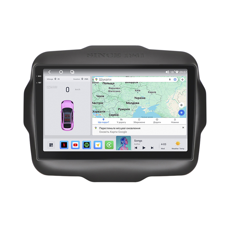 Штатная магнитола Lesko для Jeep Renegade I 2014-2019 экран 9" 4/64 QLED CarPlay 4G Wi-Fi GPS 360 Prime