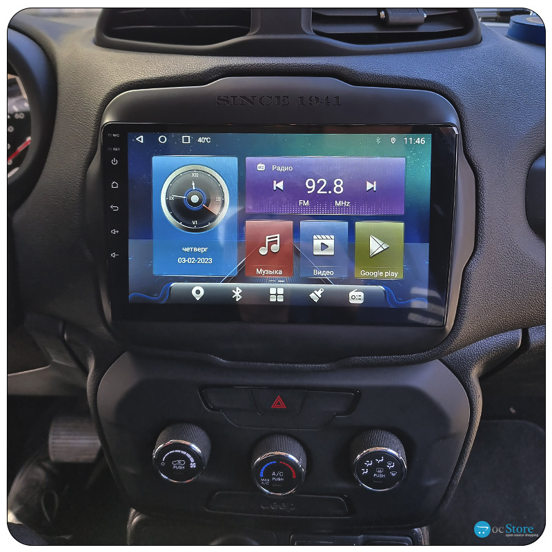 Штатная магнитола Lesko для Jeep Renegade I Рестайлинг 2018-н.в. экран 9" 2/32Gb CarPlay 4G Wi-Fi GPS Prime