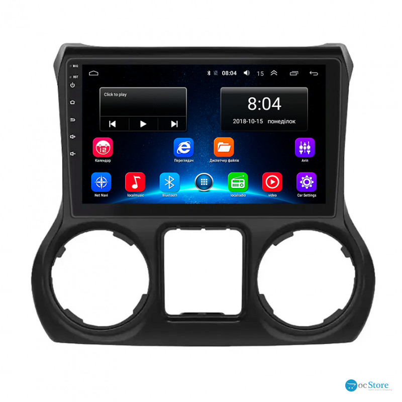 Штатная магнитола Lesko для Jeep Wrangler III (JK) 2007-2018 экран 10" 2/32Gb Wi-Fi GPS Base