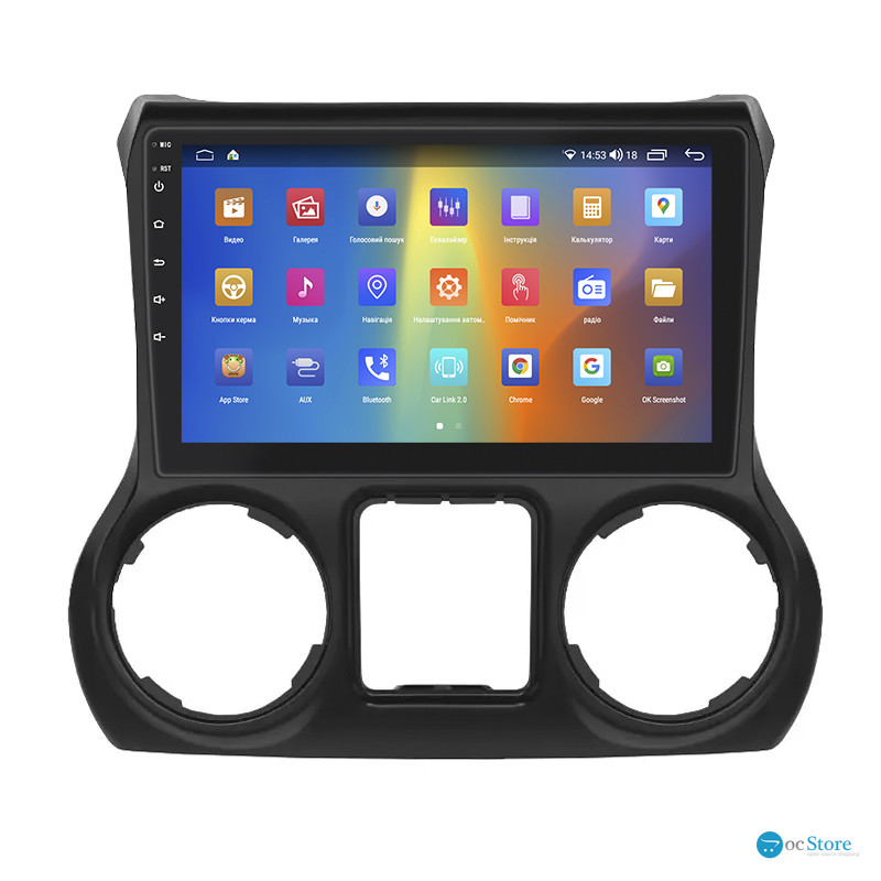 Штатная магнитола Lesko для Jeep Wrangler III (JK) 2007-2018 экран 10" 2/32Gb CarPlay 4G Wi-Fi GPS Prime