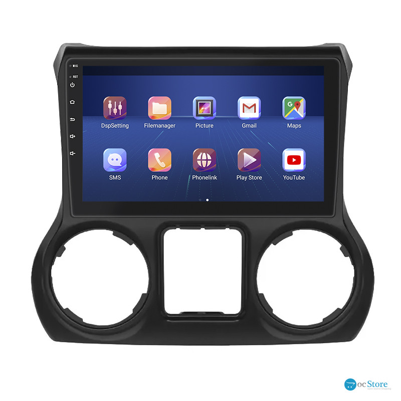 Штатная магнитола Lesko для Jeep Wrangler III (JK) 2007-2018 экран 10" 2/32Gb 4G Wi-Fi GPS Top
