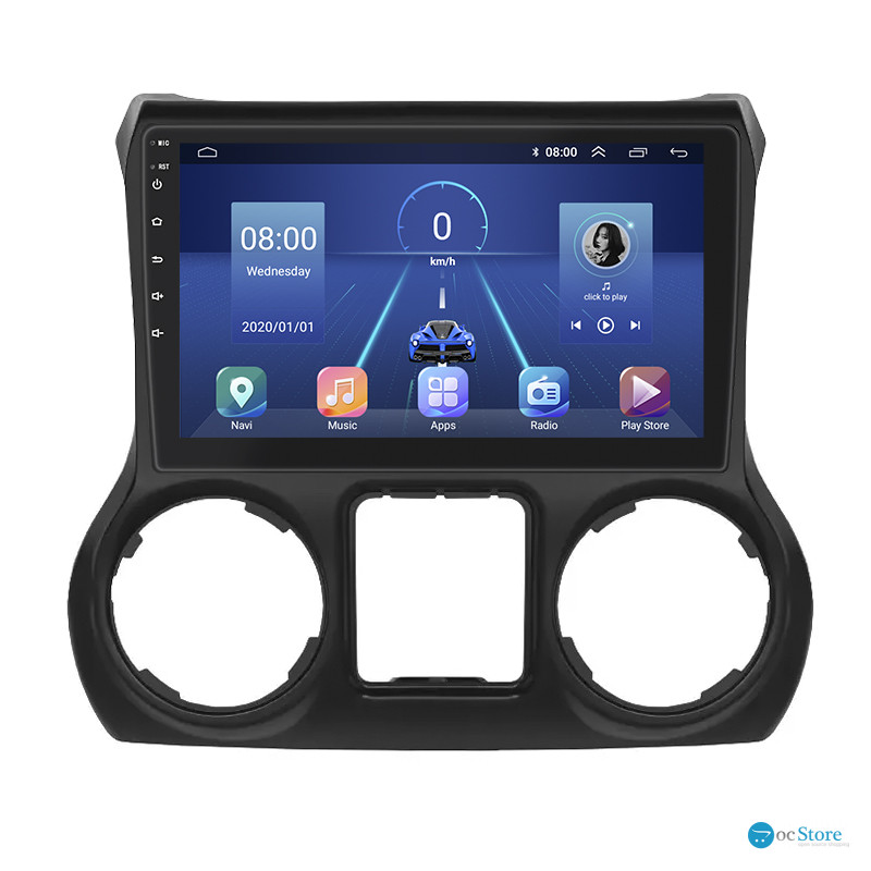 Штатная магнитола Lesko для Jeep Wrangler III (JK) 2007-2018 экран 10" 4/32Gb 4G Wi-Fi GPS Top