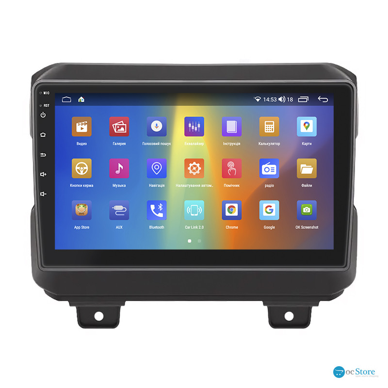 Штатная магнитола Lesko для Jeep Wrangler IV (JL) 2017-н.в. экран 9" 2/32Gb CarPlay 4G Wi-Fi GPS Prime
