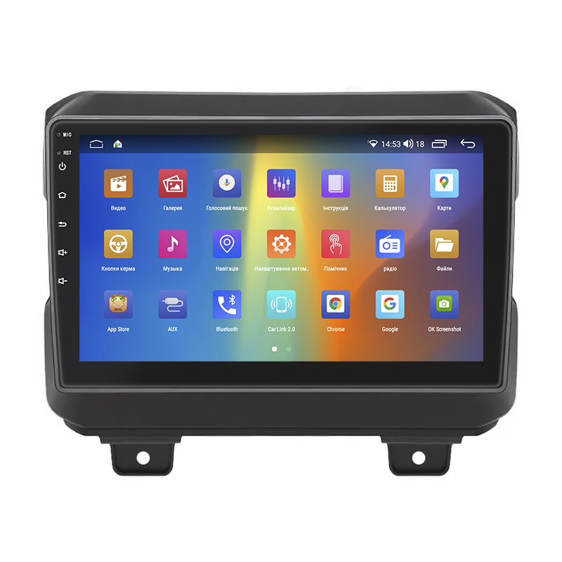 Штатная магнитола Lesko для Jeep Wrangler IV (JL) 2017-н.в. экран 9" 2/32Gb CarPlay 4G Wi-Fi GPS Prime