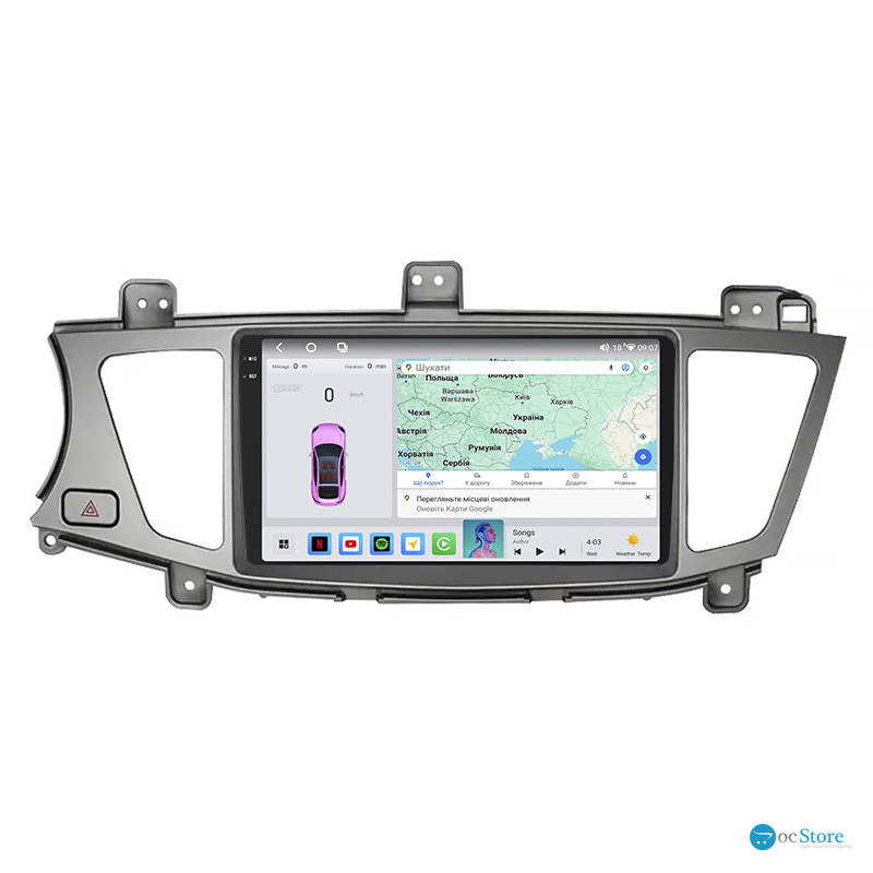 Штатная магнитола Lesko для Kia Cadenza I 2009-2013 экран 9" 4/64 QLED CarPlay 4G Wi-Fi GPS 360 Prime
