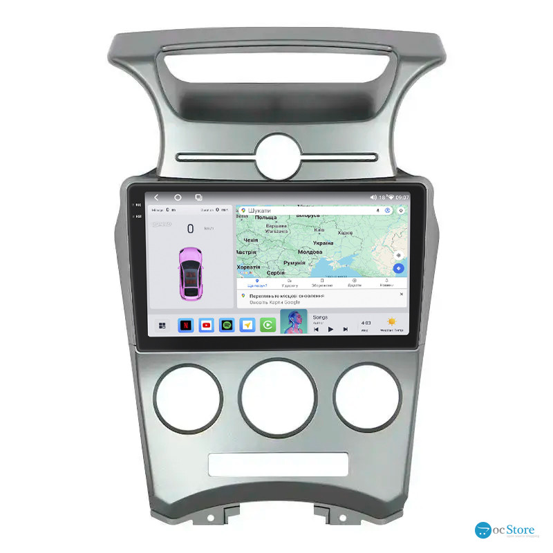 Штатная магнитола Lesko для Kia Carens II (UN) 2006-2012 экран 9" 4/64 QLED CarPlay 4G Wi-Fi GPS 360 Prime