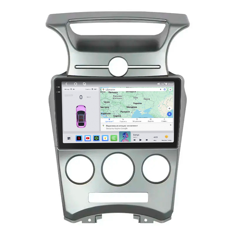 Штатная магнитола Lesko для Kia Carens II (UN) 2006-2012 экран 9" 4/64 QLED CarPlay 4G Wi-Fi GPS 360 Prime