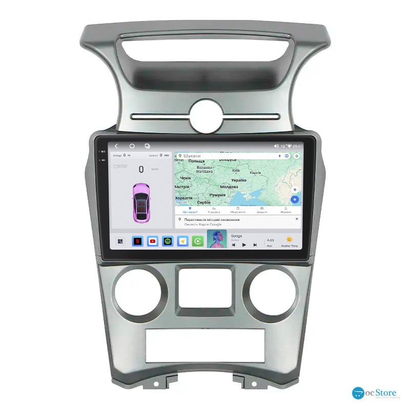 Штатная магнитола Lesko для Kia Carens II (UN) Auto AC 2006-2012 экран 9" 4/64 QLED CarPlay 4G Wi-Fi GPS 360 Prime