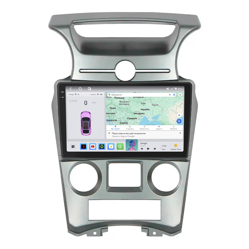 Штатная магнитола Lesko для Kia Carens II (UN) Auto AC 2006-2012 экран 9" 4/64 QLED CarPlay 4G Wi-Fi GPS 360 Prime