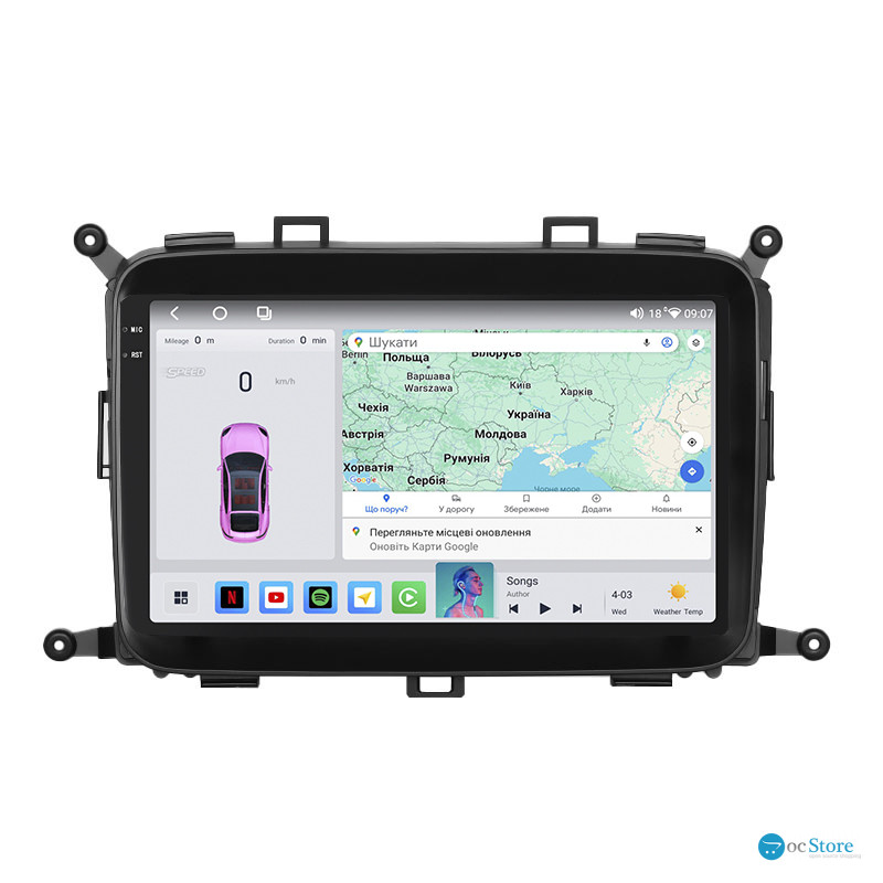 Штатная магнитола Lesko для Kia Carens III (RP) 2013-2019 экран 9" 4/64 QLED CarPlay 4G Wi-Fi GPS 360 Prime
