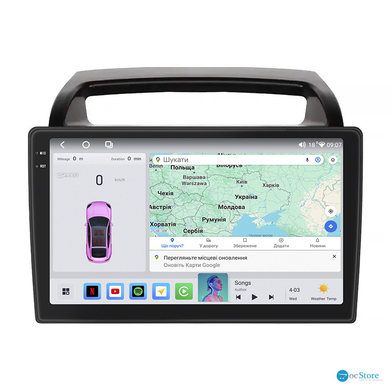 Штатная магнитола Lesko для Kia Carnival II 2006-2014 экран 9" 4/64 QLED CarPlay 4G Wi-Fi GPS 360 Prime