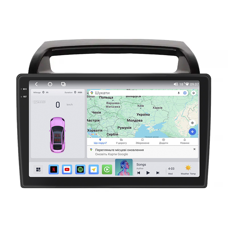 Штатная магнитола Lesko для Kia Carnival II 2006-2014 экран 9" 4/64 QLED CarPlay 4G Wi-Fi GPS 360 Prime