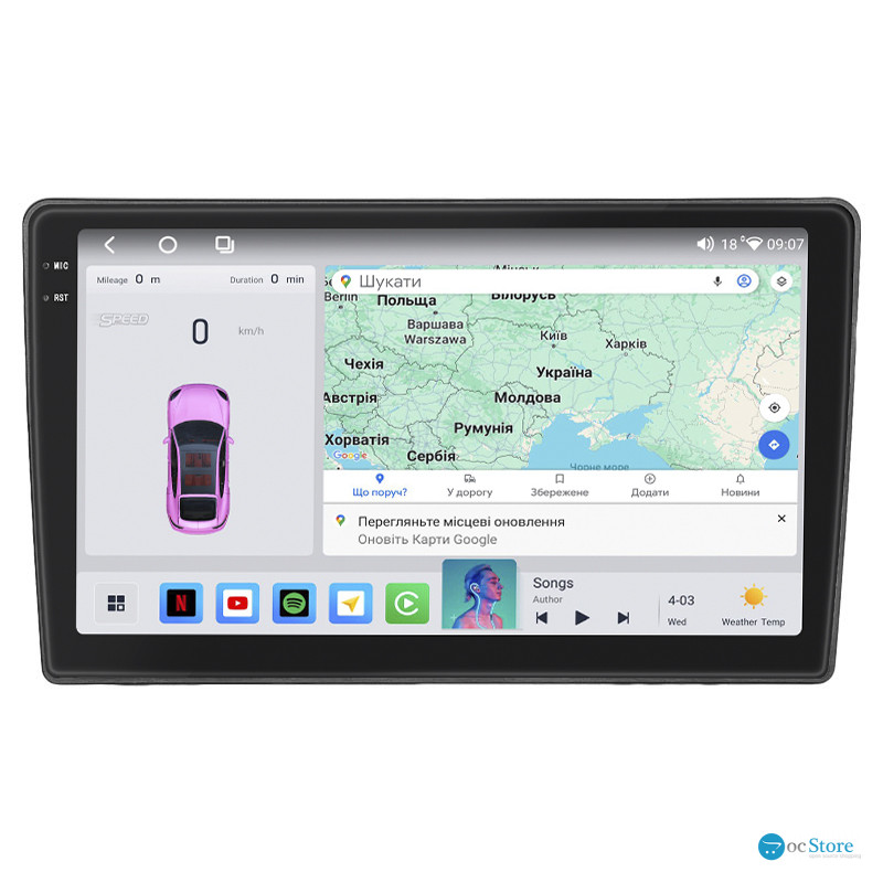 Штатная магнитола Lesko для Kia Ceed I 2006-2010 экран 9" 4/64 QLED CarPlay 4G Wi-Fi GPS 360 Prime
