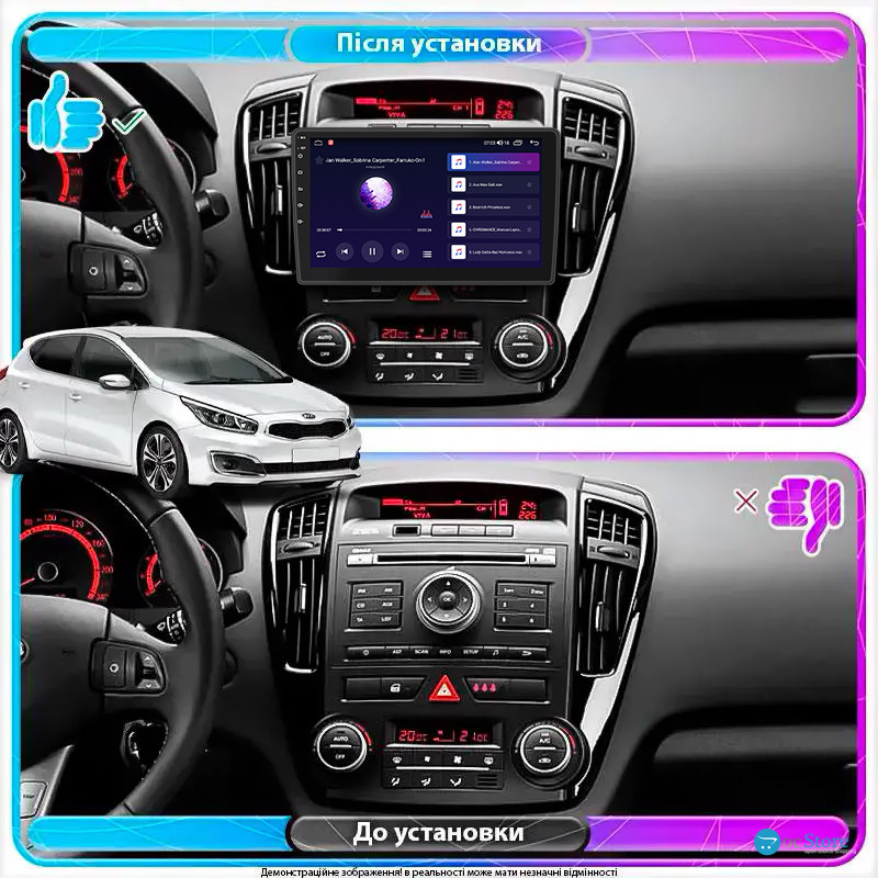 Штатная магнитола Lesko для Kia Ceed I Рестайлинг 2010-2012 экран 9" 2/32Gb 4G Wi-Fi GPS Top
