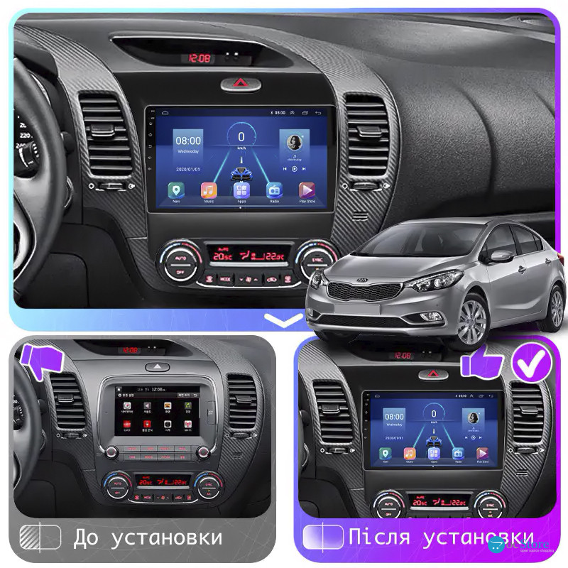 Штатная магнитола Lesko для Kia Cerato III 2013-2016 экран 9" 6/128Gb 4G Wi-Fi GPS Top