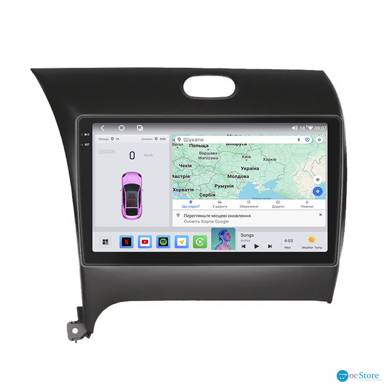 Штатная магнитола Lesko для Kia Cerato III Рестайлинг (Classic) 2016-2020 экран 9" 4/64 QLED CarPlay 4G Wi-Fi GPS 360 Prime