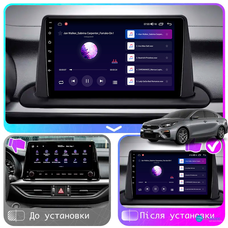Штатная магнитола Lesko для Kia Cerato IV 2018-2021 экран 9" 1/16Gb Wi-Fi GPS Base