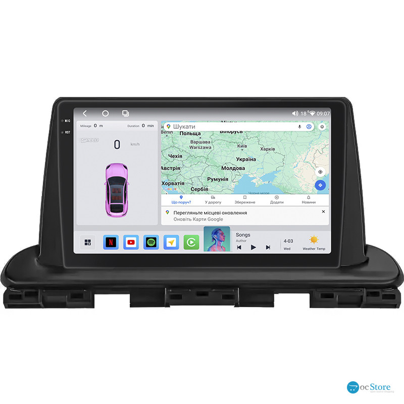 Штатная магнитола Lesko для Kia Cerato IV Рестайлинг 2021-н.в. экран 9" 4/64 QLED CarPlay 4G Wi-Fi GPS 360 Prime